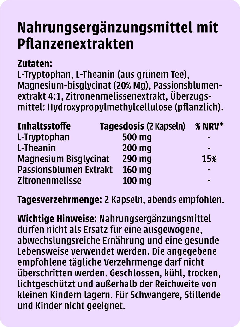 Nährwerttabelle